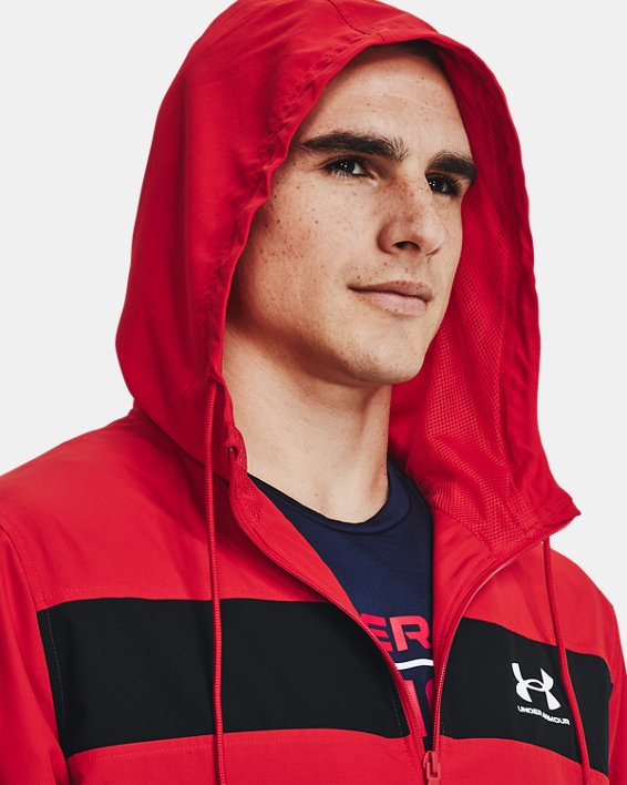 Men's UA Sportstyle Windbreaker Jacket, Red, pdpMainDesktop image number 3